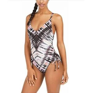 Bar III Tie Dyed Low Back One Piece Swimsuit Women's Size L